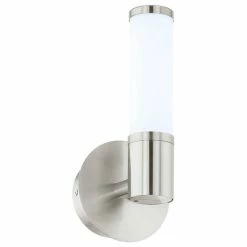 EGLO USA 1x6W LED Vanity Wall Light, Satin Nickel Finish And Opal Glass