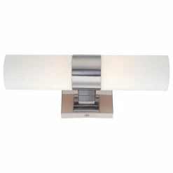 Minka Aire 2-Light Wall Sconce, Chrome With Etched Opal Glass Glass