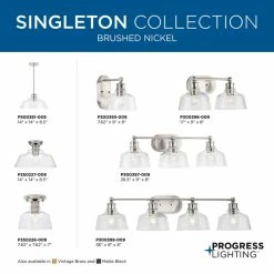 Progress Lighting Singleton 3-Light 26.5" Brushed Nickel Vanity Light With Clear Glass Shades -home bar shop b9b104ec02bb2219 1386 w800 h800 b0 p0