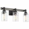 Kira Home Ashland 23.5" Farmhouse Bathroom / Light, Hammered Glass Shades, Gray