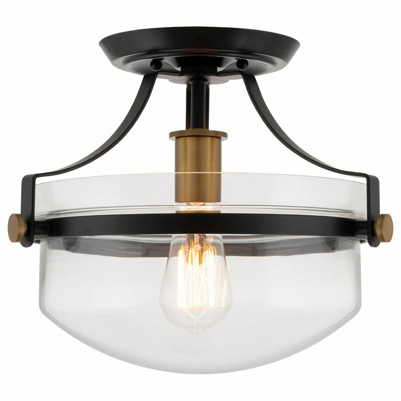 Kira Home Zurich 12" Rustic Farmhouse Ceiling Light, Glass Shade, Warm Brass 1 Kira Home Zurich 12" Rustic Farmhouse Ceiling Light, Glass Shade, Warm Brass