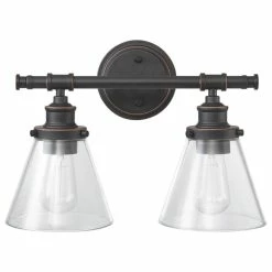 Globe Electric Parker 2-Light Oil Rubbed Bronze Vanity Light With Clear Glass Shades