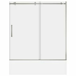 LessCare ULTRA-B Clear Glass Bath-Tub Door Brushed Nickel Finish, 56-60"x62"