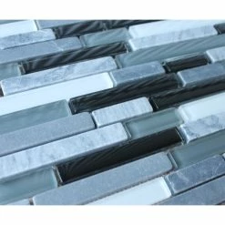 Anatolia Bliss Bliss Midnight Stone And Glass Linear Mosaic Tile, 12"x12" Sheet -home bar shop bc714cb807bdbbb8 4616 w800 h800 b0 p0