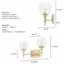 Hunter Fan Company Xidane Alturas Gold, Clear Glass 2 Light Vanity Wall -home bar shop bcb17bc5039ba522 0663 w800 h800 b1 p0