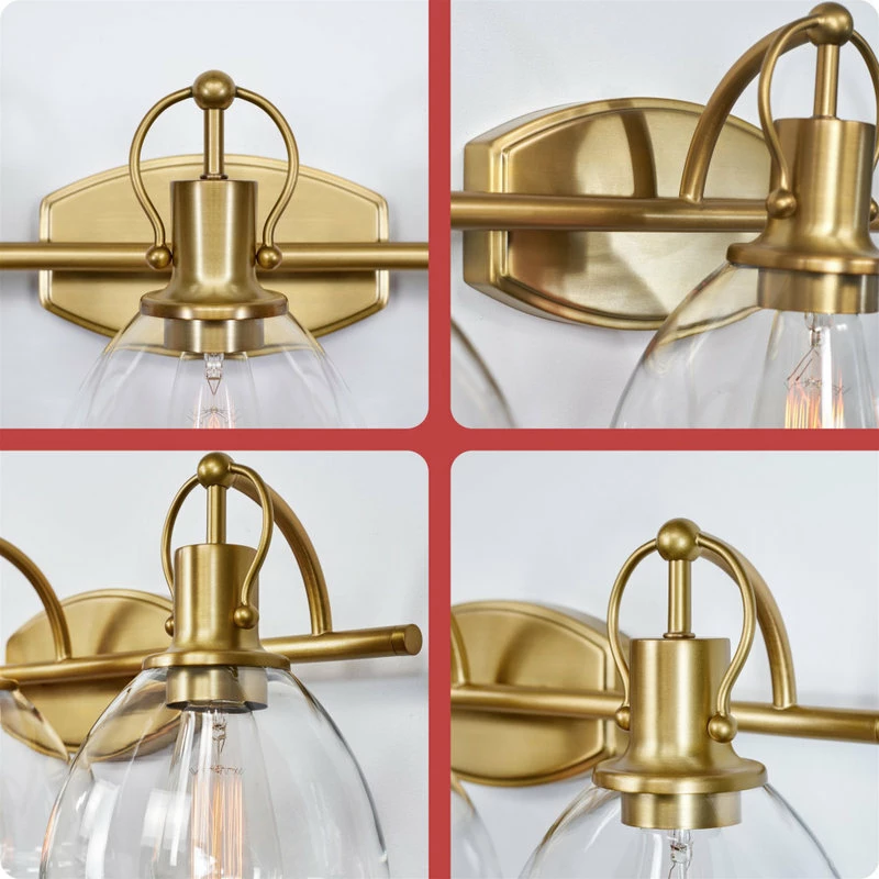 Kira Home Walford 25" 3-Light Bathroom Light + Glass Shades, Warm Brass 5 Kira Home Walford 25" 3-Light Bathroom Light + Glass Shades, Warm Brass - Image 5