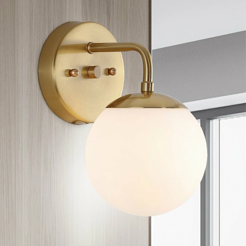 JONATHAN Y Louis Globe Metal/Frosted Glass Modern LED Vanity, 1-Light 2 JONATHAN Y Louis Globe Metal/Frosted Glass Modern LED Vanity, 1-Light - Image 2