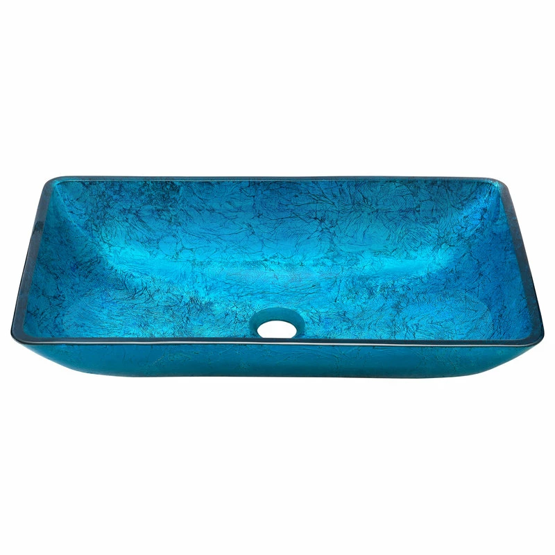 Swiss Madison Cascade Rectangular Glass Vessel Sink With Faucet, Ocean Blue 3 Swiss Madison Cascade Rectangular Glass Vessel Sink With Faucet, Ocean Blue - Image 3
