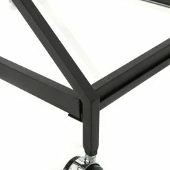 GDFStudio GDF Studio Sheri Tempered Glass Black Iron Bar Cart With Tempered Glass Shelves -home bar shop bdb1f0ad01c959f7 6003 w800 h800 b0 p0