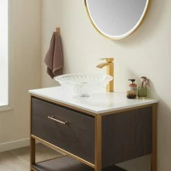 Vinnova Glass Circular Vessel Bathroom Sink Without Faucet, Crystalline Clear -home bar shop be014fce01c58462 1432 w800 h800 b0 p0