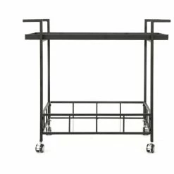 GDFStudio GDF Studio Brose Indoor Black Iron Bar Cart With Tempered Glass Shelves -home bar shop be01690e01bad037 0353 w800 h800 b1 p0
