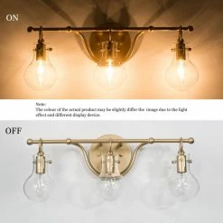 LNC Lighting LNC Modern 3-Light Matte Gold Teaedrop Shade Clear Glass Bathroom Lighting -home bar shop beb1cc64036a25fe 6378 w800 h800 b0 p0