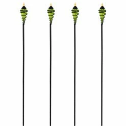 Sunnydaze Decor Sunnydaze 2-in-1 Swirling Metal Glass Outdoor Lawn Torch Set Of 4, Green -home bar shop bed17afd0f3d603d 5817 w800 h800 b1 p0