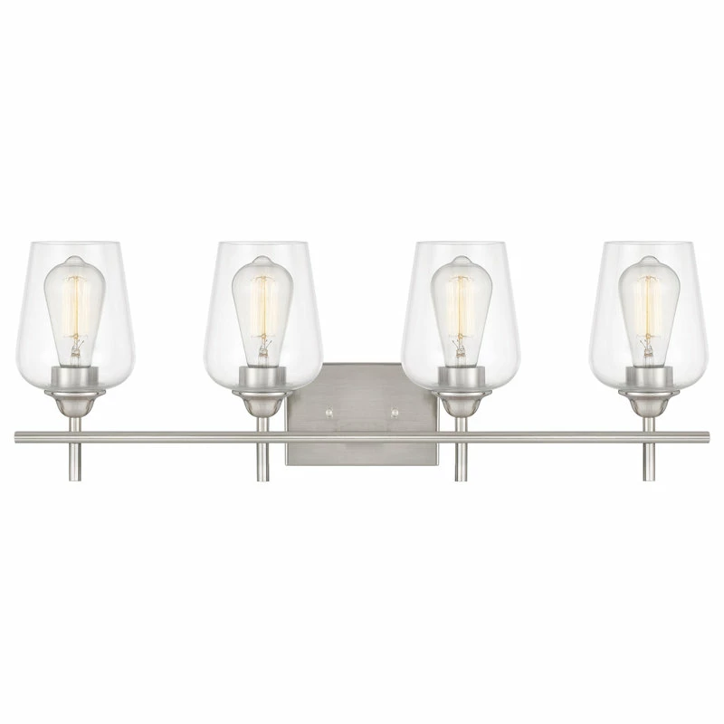 Starry Sky Trading Inc 4-Light 28'' Vanity Light, Clear Glass Shade, Brushed Nickel 3 Starry Sky Trading Inc 4-Light 28'' Vanity Light, Clear Glass Shade, Brushed Nickel - Image 3