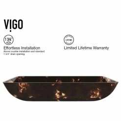 VIGO Rectangular Glass Vessel Bathroom Sink, Brown/Gold Fushion -home bar shop bf81a9b90e9ed8c3 2910 w800 h800 b1 p0
