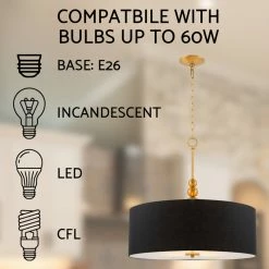Kira Home Adelade 22" Drum Pendant Chandelier, Black Fabric Shade, Glass 12 Kira Home Adelade 22" Drum Pendant Chandelier, Black Fabric Shade, Glass -home bar shop bfd17e4700df6593 8691 w800 h800 b0 p0