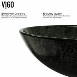 VIGO Gray Onyx Glass Vessel Sink And Duris Faucet Set, Matte Black Finish -home bar shop bff173d00f4fb068 2907 w800 h800 b1 p0