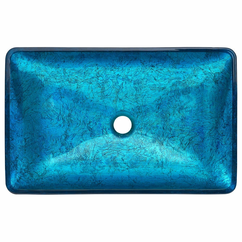 Swiss Madison Cascade Rectangular Glass Vessel Sink With Faucet, Ocean Blue 5 Swiss Madison Cascade Rectangular Glass Vessel Sink With Faucet, Ocean Blue - Image 5