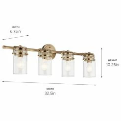 Kichler Brinley 32.5" 4 Light Vanity Light, Clear Glass, Champagne Bronze -home bar shop c011d03d03bc5c2e 1976 w800 h800 b1 p0