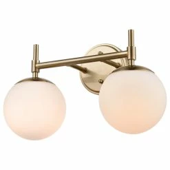 Millennium Lighting Inc 2 Light 15.5" Modern Gold Bathroom Vanity Light With Opal Glass Shades