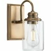 Progress Lighting Aiken Collection One-Light Brass Clear Glass Bath Vanity Wall Light