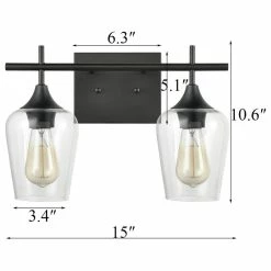 Ecopower Light LLC Farmhouse Bathroom Vanity Lights Clear Glass Sconces, Matte Black, 2-Light -home bar shop c0b127a50feaf2a9 6448 w800 h800 b1 p0