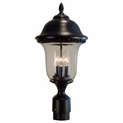 Special Lite Products Company Glenn Aire Large Post Mount Light With Seedy Glass, Black