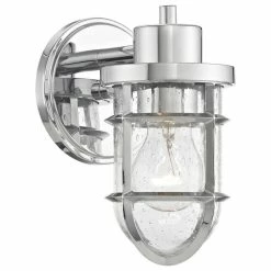 Destination Lighting Seeded Glass Wall Sconce With Chrome Cage
