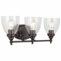 JONATHAN Y Marais Metal/Glass LED Vanity Light, Oil Rubbed Bronze, Width: 22.25"