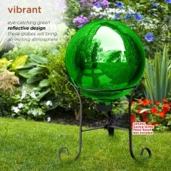 Alpine Corporation 10" Diamater Indoor/Outdoor Glass Gazing Globe Festive Yard Décor, Green -home bar shop c1412b5a0f4414fe 3490 w800 h800 b0 p0
