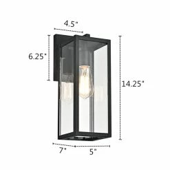 Edvivi Lighting Textured Black Outdoor Boxed Wall Sconce Lantern Light With Clear Glass -home bar shop c1a1a6890eda0aad 5985 w800 h800 b0 p0