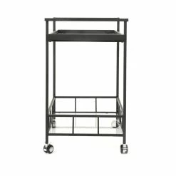 GDFStudio GDF Studio Brose Indoor Black Iron Bar Cart With Tempered Glass Shelves -home bar shop c241d1a501bad03e 0353 w800 h800 b1 p0