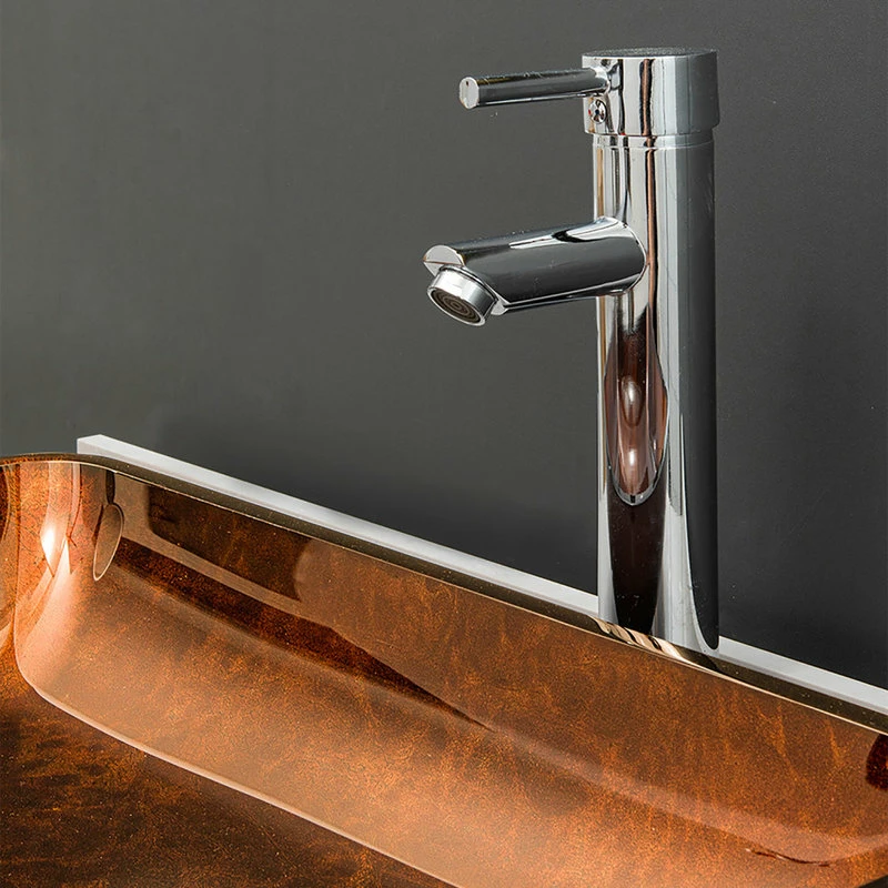Vinnova Glass Rectangular Vessel Bathroom Sink Without Faucet, Reddish Brown 7 Vinnova Glass Rectangular Vessel Bathroom Sink Without Faucet, Reddish Brown - Image 7