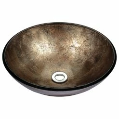 SpaWorld Corp ANZZI Tara Deco-Glass Vessel Sink, Platinum Storm