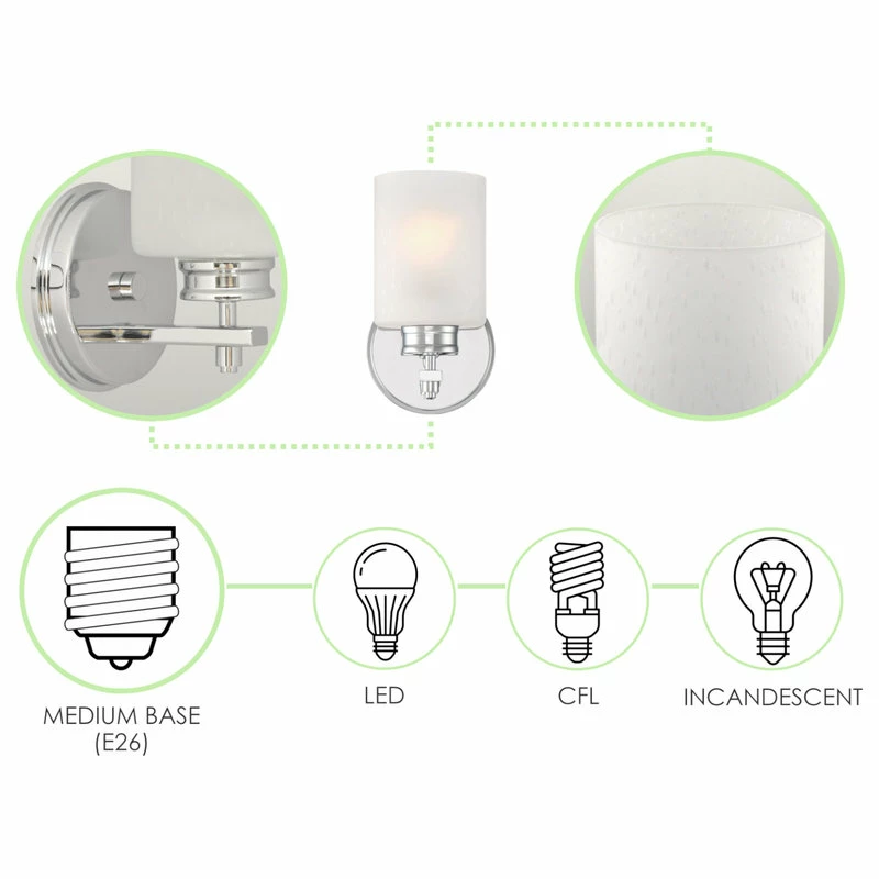 Kira Home Phoebe 8" Wall Sconce/ Light, Frosted Seeded Glass Shade, Chrome 3 Kira Home Phoebe 8" Wall Sconce/ Light, Frosted Seeded Glass Shade, Chrome - Image 3