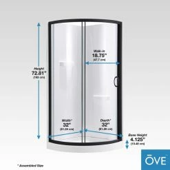 Ove Decors Breeze 32 Shower Kit, Clear Glass Walls And Base, Black -home bar shop c3f149fd0239f5bd 6934 w800 h800 b0 p0