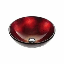 Kraus USA, Inc. Irruption Red 16 1/2" Glass Vessel Bathroom Sink, Drain, Mounting Ring, Chrome -home bar shop c3f172e300e5e706 3109 w800 h800 b1 p0