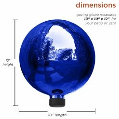 Alpine Corporation 10" Diameter Indoor/Outdoor Glass Gazing Globe Festive Yard Décor, Blue -home bar shop c4e11eaf0f4a26f3 3488 w800 h800 b1 p0