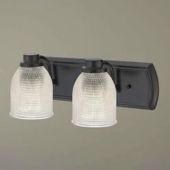 Destination Lighting 2-Light Bath Bar With Clear Prismatic Glass In Bronze Finish -home bar shop c4f1cfbe09e5221b 7794 w800 h800 b0 p0