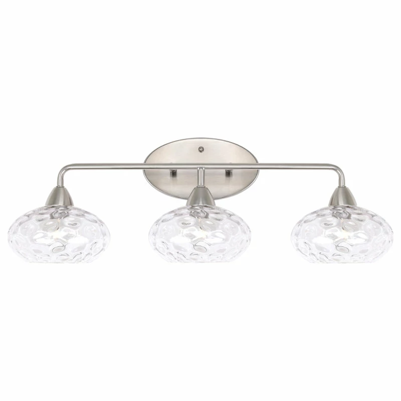 Kira Home Marina 26" Bathroom Light, Hammered Glass Shades, Brushed Nickel 4 Kira Home Marina 26" Bathroom Light, Hammered Glass Shades, Brushed Nickel - Image 4