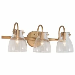 LNC Lighting LNC 21" Modern 3-Light Gold Bathroom Vanity Light With Glass