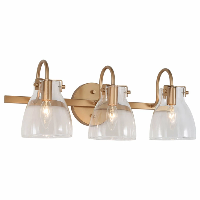LNC Lighting LNC 21" Modern 3-Light Gold Bathroom Vanity Light With Glass 1 LNC Lighting LNC 21" Modern 3-Light Gold Bathroom Vanity Light With Glass