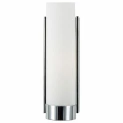 Linea Di Liara 1-Light Bath Vanity Elina Wall Sconce With Frosted Glass Shade, Polished Chrome