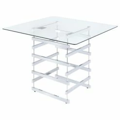 Acme Furniture Acme Nadie Counter Height Table, Clear Glass And Chrome