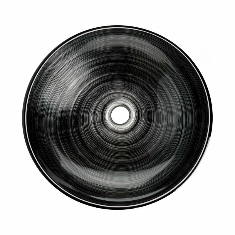 Eden Bath - Vessel Sinks Silver And Black Rings Tempered Glass Vessel Sink For Bathroom, 16.375 Inch 4 Eden Bath - Vessel Sinks Silver And Black Rings Tempered Glass Vessel Sink For Bathroom, 16.375 Inch - Image 4