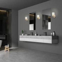 Kira Home Phoebe 8" Farmhouse Wall Sconce/ Light, Frosted Seeded Glass Shade -home bar shop c6717ec300d3b350 8685 w800 h800 b0 p0