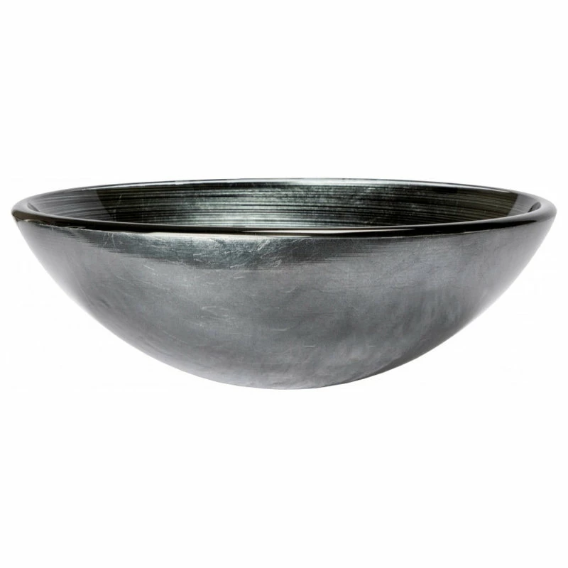 Eden Bath - Vessel Sinks Silver And Black Rings Tempered Glass Vessel Sink For Bathroom, 16.375 Inch 3 Eden Bath - Vessel Sinks Silver And Black Rings Tempered Glass Vessel Sink For Bathroom, 16.375 Inch - Image 3