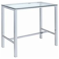 Coaster Home Furnishings Coaster 47" Contemporary Clear Glass Top Bar Table, Chrome