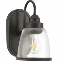 Progress Lighting Saluda Collection 1-Light Antique Bronze Clear Glass Coastal Bath Vanity Light