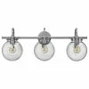 A Touch Of Design Steel Bathroom Vanity Light With 3 Clear Glass Globe Shades, Satin Nickel Finish